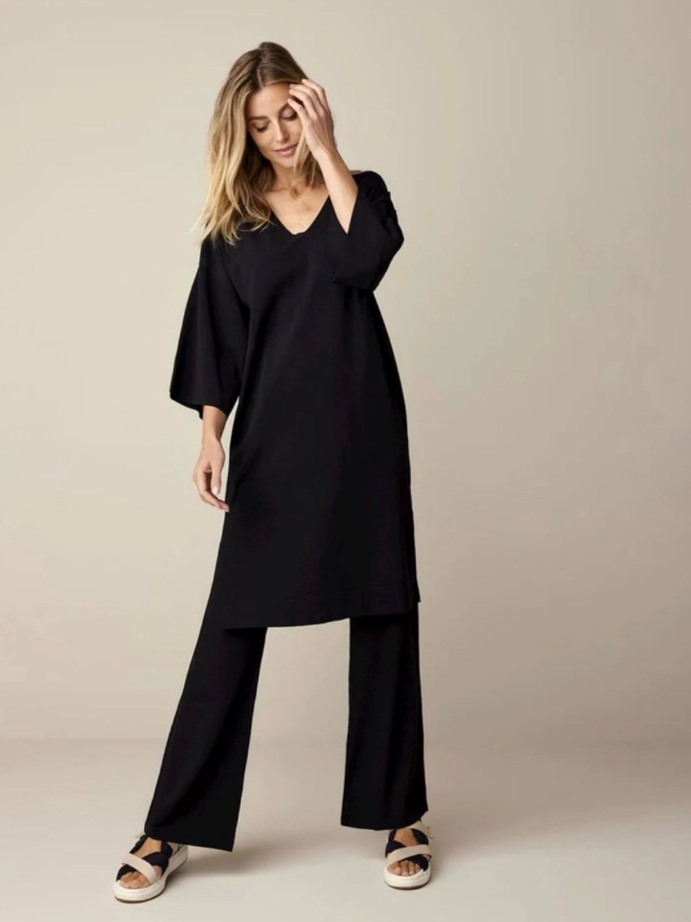 SUMMUM thin knitted tunic dress in black XL